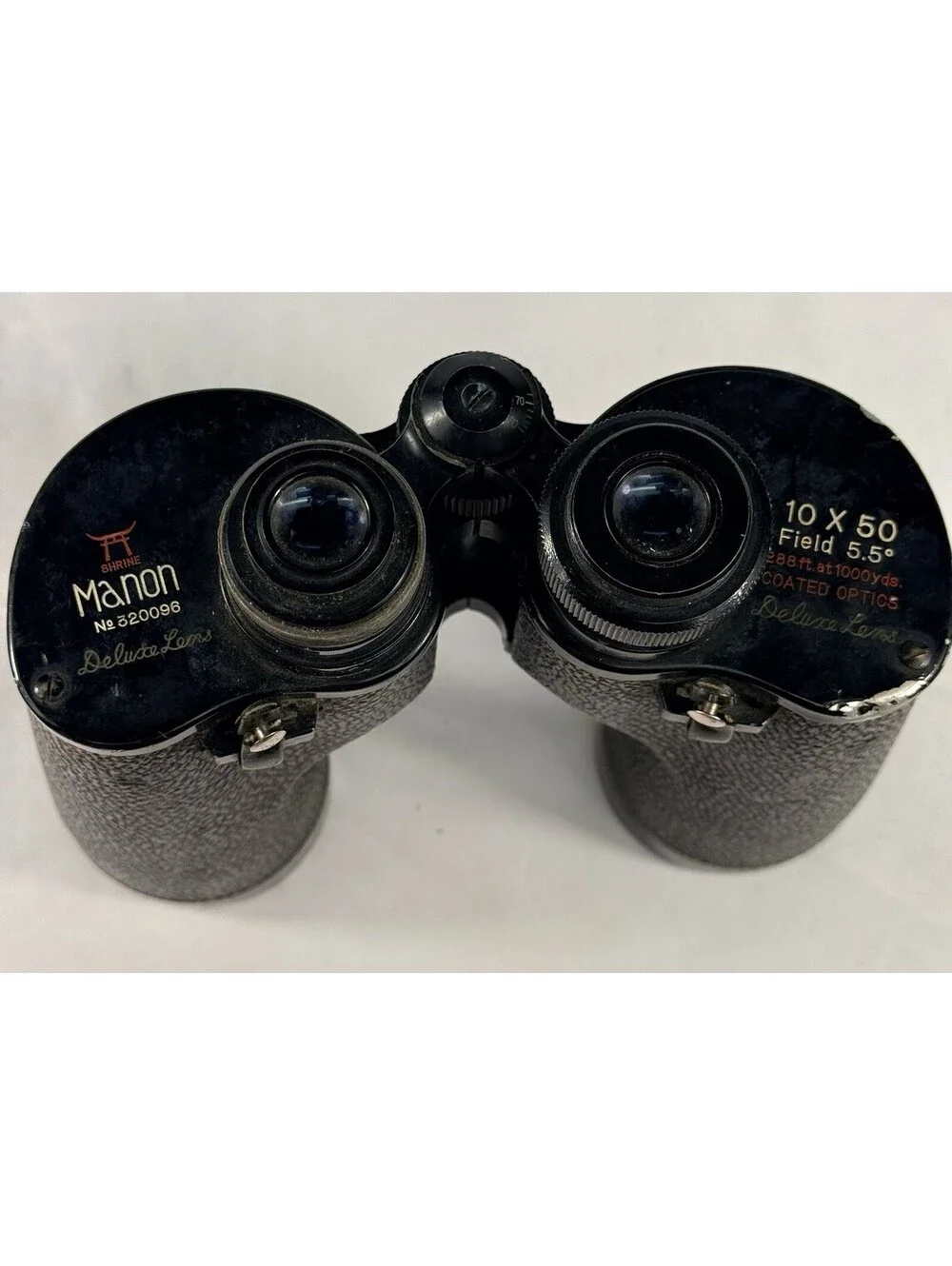 Vtg Shrine Manon 10x50 Binoculars Deluxe Japan Field 5.5 #320096 288ft at 1000 Y